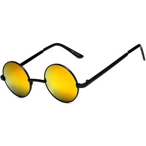 Round Sunglasses Gold Mirrored Lens Hippie Style Costume Glasses Lentes Gafas‎